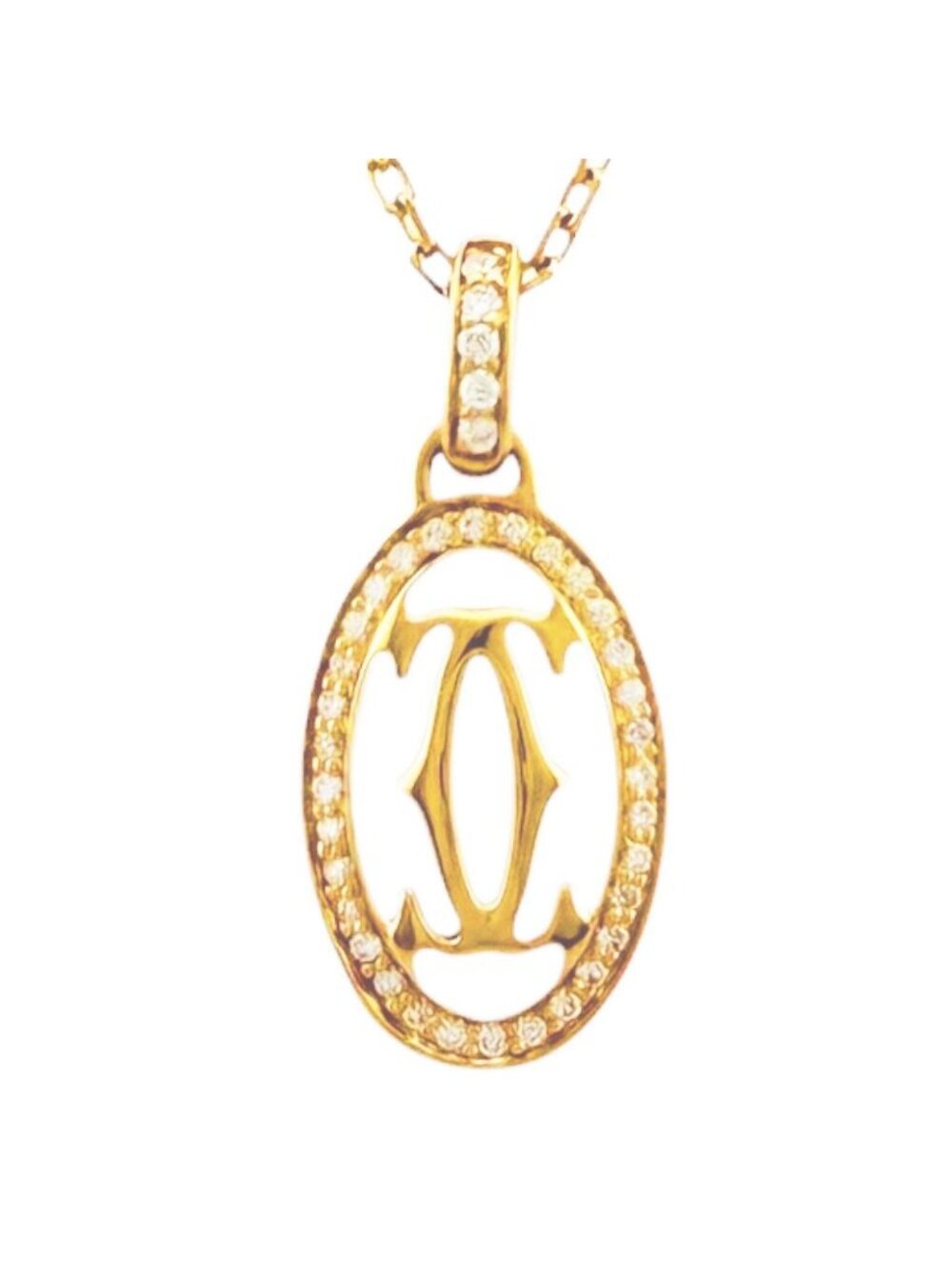 Cartier Double C Necklace 18k Pink Gold Diamond
